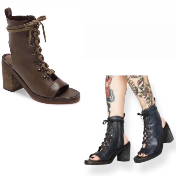 NEW Free People Brown Open Toe Leather Booties City of Lights Size EU40 US10 - Picture 10 of 14